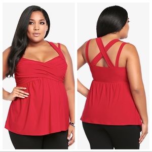 Torrid Red Crisscross Babydoll Top Size 5X